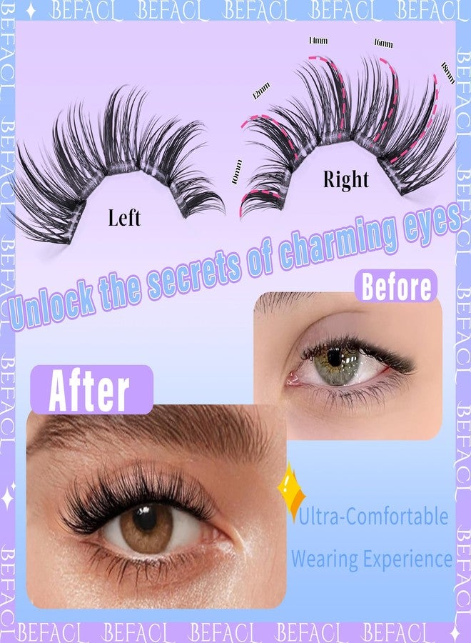 BEFACL Self Adhesive Eyelash Clusters Press on Lash Clusters Pre glued Lashes Wispy Lash Extensions No Glue Needed Manga Lashes Clusters Natural Cluster Eyelash Extensions Kit with Tweezers (8-18mm,C Curl) - Image 3